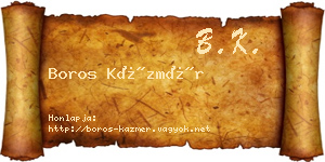 Boros Kázmér névjegykártya